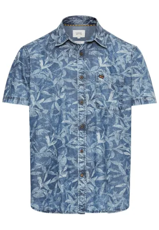 camel active - Kurzarm Hemd mit Allover-Print elemental blue - Gr. - M