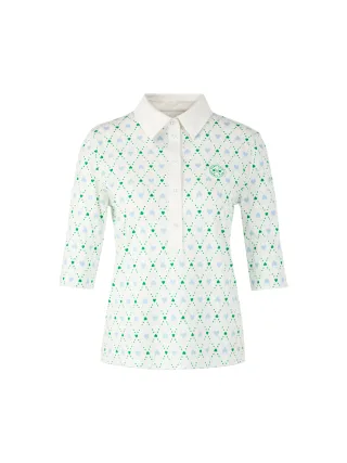 Marc Cain Sports - Poloshirt mit Herzprint off-white - Gr. - 36