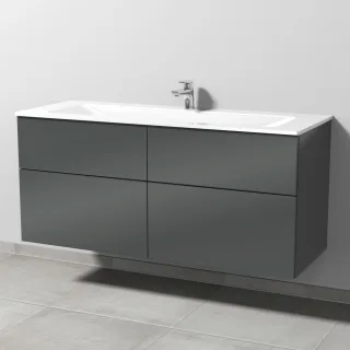 Sanipa 3way Glas-Set Glas-Waschtisch und Unterbau mit 4 Auszügen, Anthrazit-Glanz SF20779