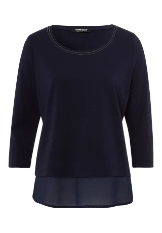 FRANK WALDER - Shirt ELEMENTS mit Chiffon-Saum ink - Gr. - 42