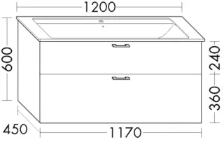 Burgbad Waschtischunterschrank zu Keramik-Waschtisch Sys30 PG4 Sana 600x1170x450 Eiche Weiß, WXWP117 WXWP117F3675