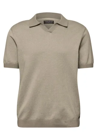 Street One Men - Kurzarm Pullover mit Polokragen beige - Gr. - M