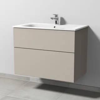 Sanipa 3way Waschtischunterbau zu Geberit Renova Plan Slim Waschtisch mit 2 Auszügen, Kaschmir-Matt SP6871U