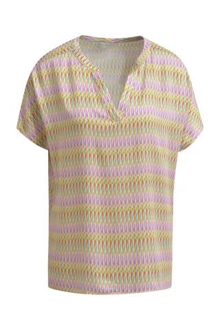 Milano Italy - Blousetop with panel and v-neck colorful print - Gr. - 44