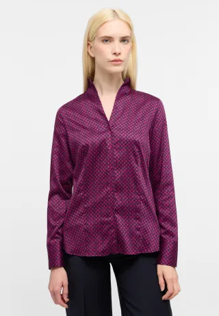 ETERNA - Bluse Satingewebe Langarm aubergine - Gr. - 40/Langarm