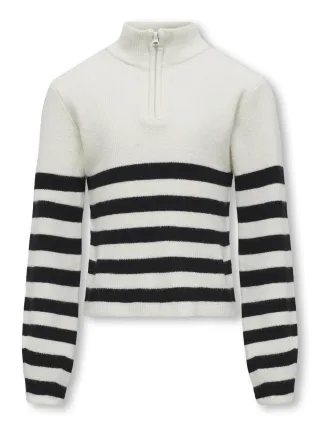 KIDS ONLY - KOGFRANCA HALF ZIP L/S STRIPE KNT Cloud Dancer - Gr. - 158/164