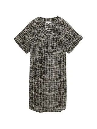 Tom Tailor - Kleid aus Viskose abstract black grid design - Gr. - 38