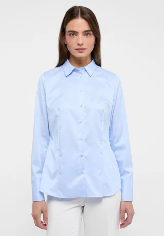 ETERNA - Cover Shirt Bluse Twill Langarm hellblau - Gr. - 48/Langarm