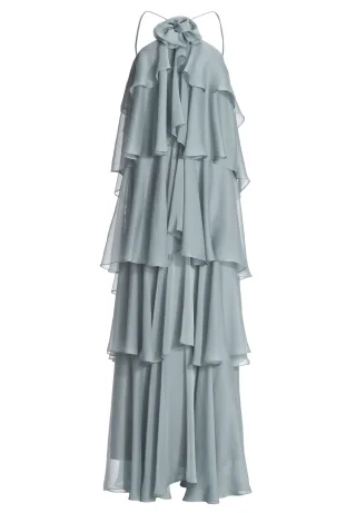 SWING - Abendkleid aus Crinkle Chiffon mit gestuften Volants ice blue - Gr. - 36