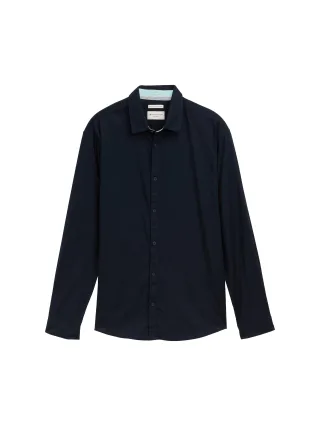 Tom Tailor - Regular Fit Hemd mit Leinenanteil sky captain blue - Gr. - M