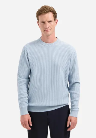 No Excess - Pullover Crewneck Rib dusty blue - Gr. - XXL