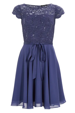 SWING - Cocktailkleid mit Spitzenoberteil und Chiffon Rock future blue