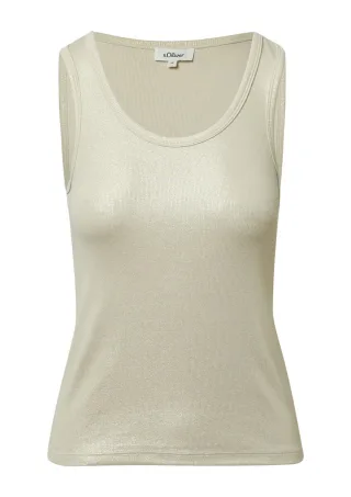 s.Oliver Red Label - Geripptes Tanktop mit Metallic-Effekt beige - Gr. - 36