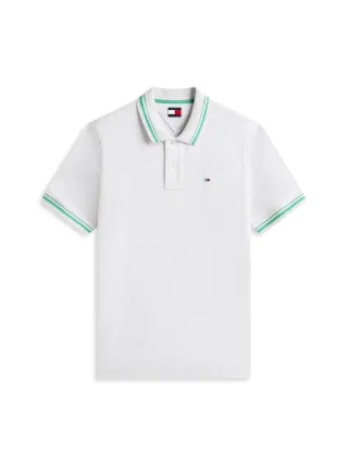 Tommy Jeans - Regular Fit Poloshirt mit Kontrast grau - Gr. - L