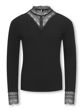 KIDS ONLY - KOGTILDE L/S HIGH NECK LACE TOP CP JRS black - Gr. - 134/140