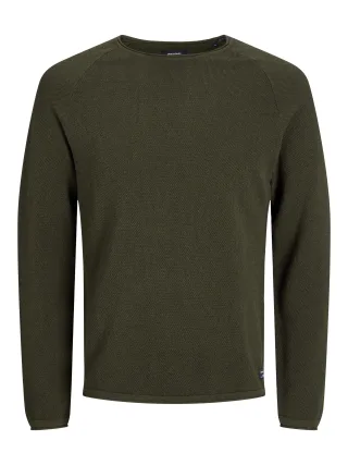 JACK&JONES - JJEHILL KNIT CREW NECK NOOS Olive Night - Gr. - XXL