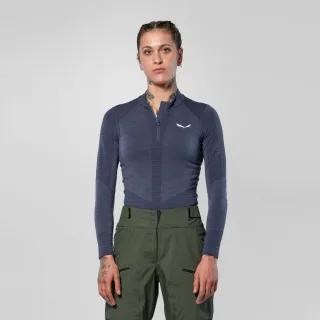 SALEWA - Zebru Responsive Half-Zip Damen T-Shirt - Blau (Gr.40)