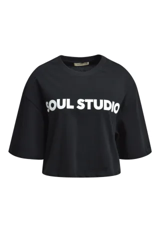 Smith&Soul - Cropped T-Shirt Wording black print - Gr. - XS