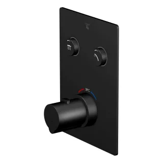 Steinberg Serie 390 Unterputz-Thermostat, mit Mengenregulierung, für 2 Verbraucher, matt black, 390 39042211S