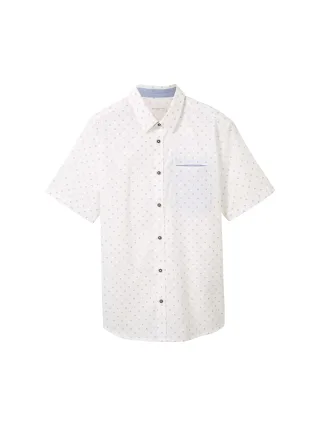 Tom Tailor - Kurzarmhemd mit Print white stripe design - Gr. - L