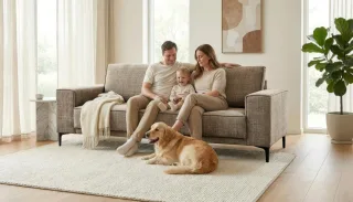OTTO home 3-Sitzer "OLAND, B: 224 cm - Skandi-Design" Struktur, Flachgewebe, Luxus-Microfaser, Boucle