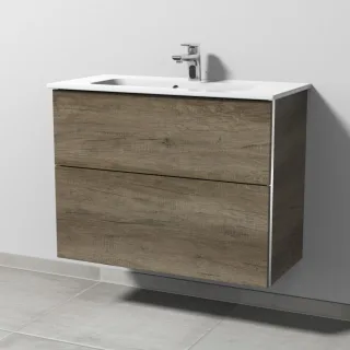 Sanipa 3way Waschtischunterbau zu Duravit ME by Starck Waschtisch mit 2 Auszügen, Eiche-Nebraska BR72337