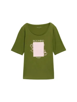 Tom Tailor - T-Shirt mit Print deep ivy green - Gr. - S