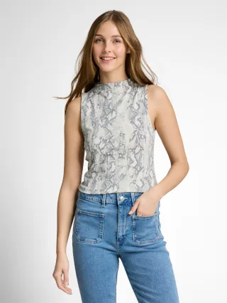 Denim Tom Tailor - Slim Fit Top mit Schlangenmuster - Gr. - XS