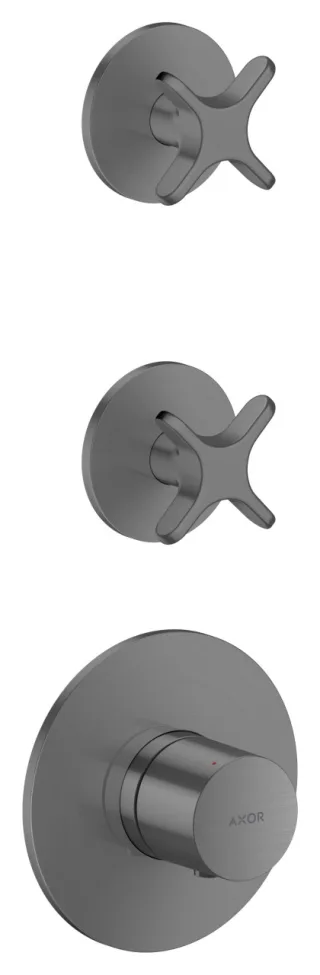 Hansgrohe Thermostatmodul Unterputz AXOR One für 2 Verbraucher mit Kreuzgriff brushed black chrome 48712340