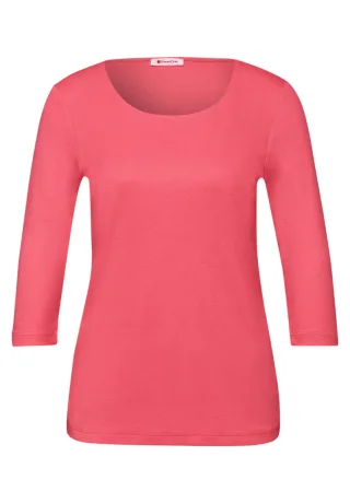 Street One - Basic T-Shirt mit 3/4 Arm pink - Gr. - 38