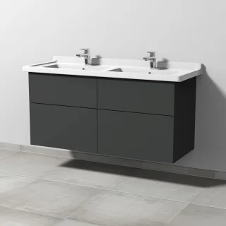 Sanipa 3way Waschtischunterbau zu Duravit Starck 3 Waschtisch mit 4 Auszügen, Graphit-Matt SP7131B