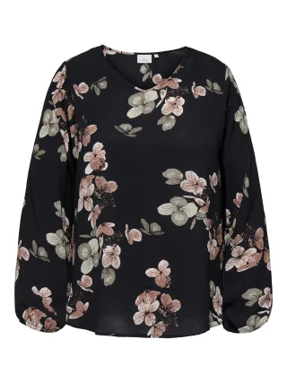 ONLY CARMAKOMA - CARVICA L/S V-NECK TOP WVN NOOS Black - Gr. - 42