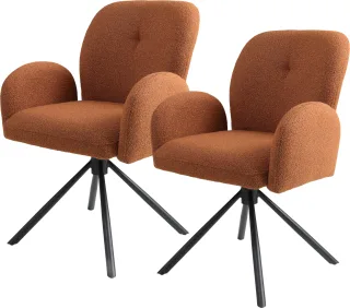 TOM TAILOR HOME Armlehnstuhl "PEBBLE ARMCHAIR" (Set) 2 Stk.Esszimmerstuhl, mit Armlehnen, 4-Fußgestell, 140 kg belastbar, drehbar