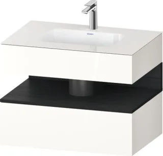 Duravit Qatego Einbauwaschtisch mit Konsolenwaschtischunterbau Eiche Schwarz & Weiß Hochglanz & Matt QA4785016220000