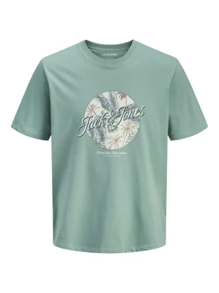 JACK&JONES - JJHONOLULU SHAPE TEE SS CREW NECK LN Mineral Blue - Gr. - M