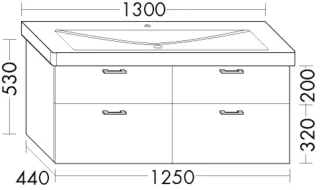 Burgbad Waschtischunterschrank zu Keramik Sys30 PG2 Echo 520x1250x440 Tectona Dekor Zimt, WUUI125F3 WUUI125F3424
