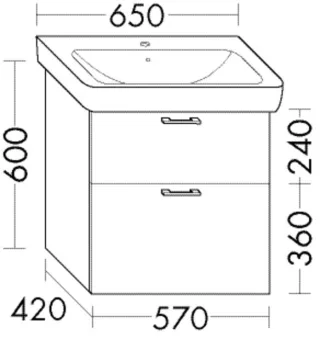 Burgbad Waschtischunterschrank zu Keramik-Waschtisch Sys30 PG1 Aqua 600x570x420 Eiche Dekor Rost, WX WXWV057F3812