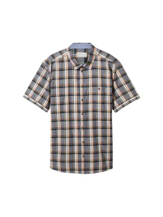 Tom Tailor - Plus Size - Kurzarmhemd mit Karomuster navy multicolor check - Gr. - 4XL