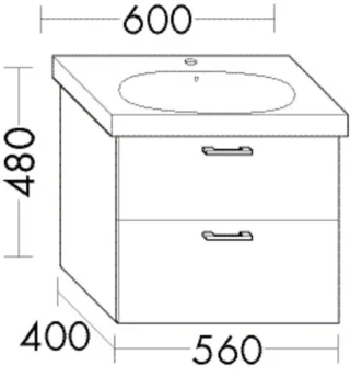 Burgbad Waschtischunterschrank Sys30 PG2 Echo 480x560x400 Leinengrau Hochglanz, WVZI056F3162 WVZI056F3162