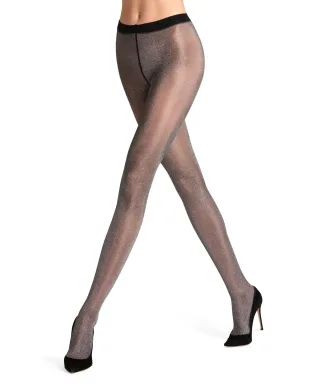 FALKE - FALKE Glitter 30 DEN Damen bl./silver - Gr. - M