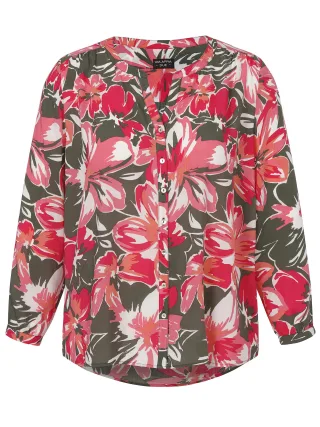 VIA APPIA DUE - Bluse V-Ausschnitt 1/1 Arm Druck khaki multicolor - Gr. - 48