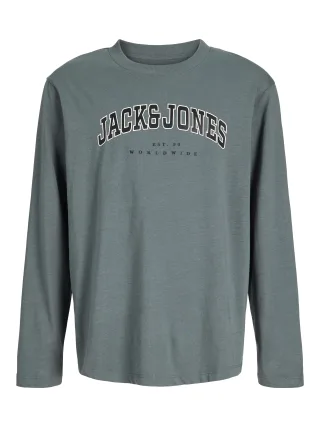 JACK&JONES - JJECALEB VARSITY TEE LS O-NECK SN JNR stormy weather - Gr. - 164