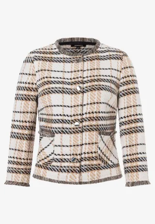 MORE & MORE - Bouclé Jacke beige/braun - Gr. - 36