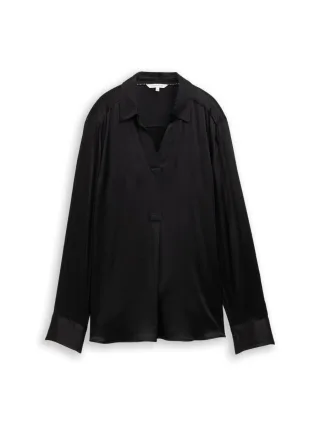 Tom Tailor - Crinkle Satinbluse schwarz - Gr. - 36
