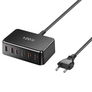 [GaN Tech] Bakeey 120W 6-Port USB PD Charger 2USB-A+4USB-C PD Fast Charging Desktop Charging Station EU Plug for iPhone