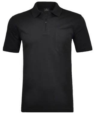 RAGMAN - Softknit-Poloshirt mit Zip schwarz - Gr. - 3XL
