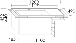 Burgbad Keramik Waschtisch-Set YSO PG2 HGL Lichtgrau Hochglanz/Alpinweiss, SFAC111LF2154C0001 SFAC111LF2154C0001