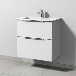 Sanipa 3way Waschtischunterbau zu Duravit ME by Starck Waschtisch mit 2 Auszügen, Weiß-Soft UM72243