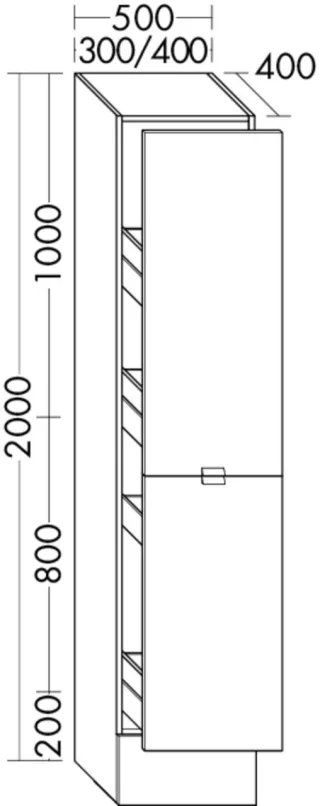 Burgbad Apothekerschrank rc40 System PG2 2000x300x400 Trend-/RAL-Farbe Ultramatt, HSQN030F5782 HSQN030F5782
