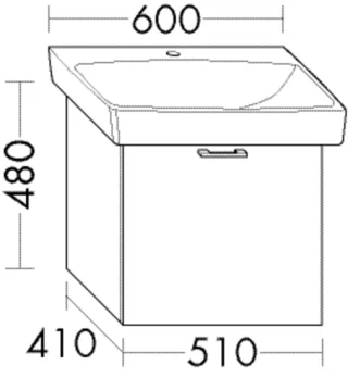 Burgbad Waschtischunterschrank zu Keramik-Waschtisch Sys30 PG4 Sana 480x510x410 Anthrazit Hochglanz, WVMD051F3366